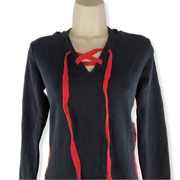 Material Girl Active Black Hooded Sweatshirt Dress XS Junior - Picture 4 of 6